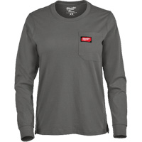 GRIDIRON Long Sleeve Pocket T-Shirt, Women's, X-Small, Grey Dufferin Supply