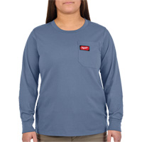 GRIDIRON Long Sleeve Pocket T-Shirt, Women's, X-Small, Blue Dufferin Supply