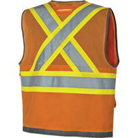 Pioneer Mesh Back Zip Front Surveyor Safety Vest, High Visibility Orange, Small, Polyester Dufferin Supply