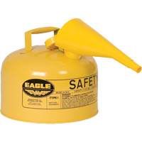 Safety Can for Diesel with Funnel, Type I, Galvanized Steel, 2.5 US gal., Yellow, FM Approved/UL/ULC Listed Dufferin Supply