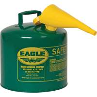 Safety Can for Combustibles with Funnel, Type I, Galvanized Steel, 5 US gal., Green, FM Approved/UL/ULC Listed Dufferin Supply