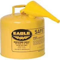 Safety Can for Diesel with Funnel, Type I, Galvanized Steel, 5 US gal., Yellow, FM Approved/UL/ULC Listed Dufferin Supply