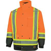 5056 Pioneer&reg; Yukon 7-in-1 Waterproof Winter Safety Parka, Polyester, Black/High Visibility Orange, X-Small Dufferin Supply