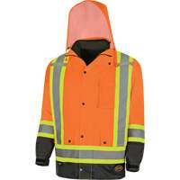 5056 Pioneer&reg; Yukon 7-in-1 Waterproof Winter Safety Parka, Polyester, Black/High Visibility Orange, X-Small Dufferin Supply