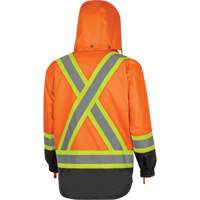 5056 Pioneer&reg; Yukon 7-in-1 Waterproof Winter Safety Parka, Polyester, Black/High Visibility Orange, X-Small Dufferin Supply
