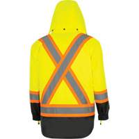 5057 Pioneer&reg; Yukon 7-in-1 Waterproof Winter Safety Parka, Polyester, Black/High Visibility Lime-Yellow, X-Small Dufferin Supply