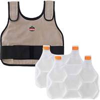 Chill-Its 6230 Standard Phase Change Cooling Vest with Rechargeable Packs, Small/Medium, Khaki Dufferin Supply