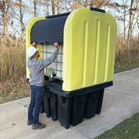 Yellow Roll Top Hardcover Spill Pallet, 65" L x 65" W x 101" H, 5000 lbs. Load Capacity Dufferin Supply