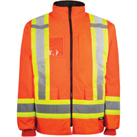 High-Visibility 7-in-1 Jacket, Polyester, High Visibility Orange, X-Small Dufferin Supply