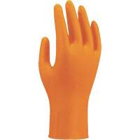 709HVO High-Visibility Disposable Gloves, 7/Small, Nitrile, 8-mil, Powder-Free, Orange Dufferin Supply