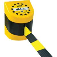 HAZLOK Safety Barrier System, Plastic, Magnetic Mount, 30', Black and Yellow Tape Dufferin Supply
