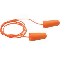 Bouchons d'oreilles coniques jetables en mousse de PU orange SEALTEC33, Avec cordon, Vrac - Boîte, 33 dB NRR, Taille unique Dufferin Supply