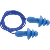 Bouchons d'oreilles r&eacute;utilisables bleus 100 % d&eacute;tectables par m&eacute;tal SEALTEC TipGrip, Avec cordon, Taille unique, Vrac - Boîte, NRR dB 26 dB Dufferin Supply
