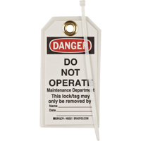 &eacute;tiquettes de verrouillage, Plastique, 3" la x 5-1/2" h, Anglais Dufferin Supply