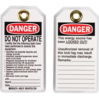&eacute;tiquettes de verrouillage, Plastique, 3" la x 5-1/2" h, Anglais Dufferin Supply