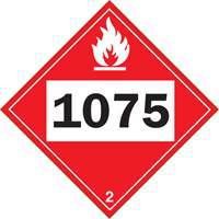 Plaque-&eacute;tiquette TMD 1075 pour gaz inflammable oxyg&egrave;ne liqu&eacute;fi&eacute;, Plastique Dufferin Supply