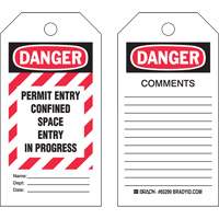 "Confined Space" Tags, Polyester, 3" W x 5-3/4" H, English SX839 | Dufferin Supply