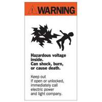 Enseigne Warning Hazardous Voltage, 8" x 4-1/2", Acrylique, Anglais avec pictogramme Dufferin Supply