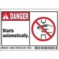 Enseigne Danger Starts Automatically, 3-1/2" x 5", Polyester, Anglais avec pictogramme Dufferin Supply