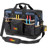 Sac &agrave; outils ferm&eacute; pour entrepreneurs &agrave; base moul&eacute;e, Polyester balistique, 29 pochettes, Noir/Bleu Dufferin Supply