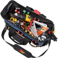 Sac &agrave; outils fourre-tout Big-Mouth &agrave; base moul&eacute;e, Polyester balistique, 23 pochettes, Noir/Bleu Dufferin Supply