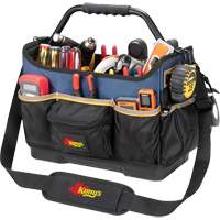 Boîte &agrave; outils ouverte &agrave; base moul&eacute;e, Polyester balistique, 17 pochettes, Noir/Bleu Dufferin Supply