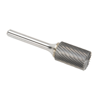 Solid Carbide Burrs - Cylinder Shape with End Cut, SB-6, 3/5" Dia., 1/4" Shank, 24.4 mm Depth of Cut Dufferin Supply