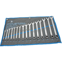 Fully Polished Long Pattern Combination Wrench Set, Combination, 16 Pieces, Metric Dufferin Supply