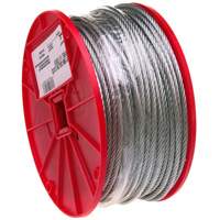 Wire Cable, 500' (152.4 m) x 3/32", 184 lbs. (0.092 tons), Galvanized Dufferin Supply