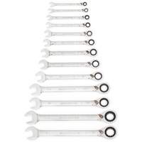 72-Tooth 12 Point Reversible Ratcheting SAE Wrench Set, Combination, 13 Pieces, Imperial Dufferin Supply