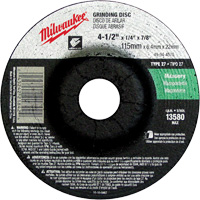 Grinding Wheel, 4-1/2" x 1/4", 7/8" Arbor, Silicon Carbide, Type 27 Dufferin Supply