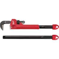 Cheater Adaptable Pipe Wrench, 2-1/2" Jaw Capacity, 18"/24"/10" Long, Powder Coated Finish, Ergonomic Handle Dufferin Supply