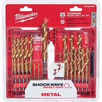 Shockwave Red Helix Metric Drill Bit Set, 25 Pieces, Titanium Dufferin Supply