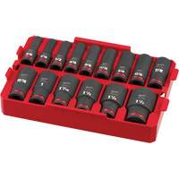 Shockwave Impact Duty Packout SAE Socket Set, 15 Pcs, Impact, 1/2" Drive Size, Deep Dufferin Supply