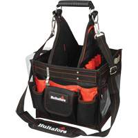 11" Electrical/Maintenance Tool Carrier with Parts Tray, Ballistic Polyester, Black/Red Dufferin Supply