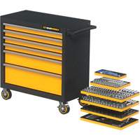 MEGAMOD Metric Mechanics Tool Set in Modular Foam Trays with Rolling Cabinet, 358 Pieces Dufferin Supply