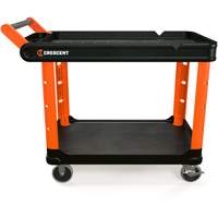 RAILWORKS 2-Shelf Industrial Utility Cart with 5" Hard Casters, 47" L x 24-1/2" W x 34" H, Black/Orange Dufferin Supply