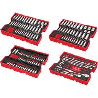 Jeu de cliquets et douilles m&eacute;triques et SAE avec organisateur PACKOUT &agrave; profil bas, 242 Mcx, Chocs, Prise de 1/4"/3/8"/1/2", Profond Dufferin Supply