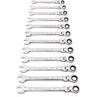 Jeu de cl&eacute;s &agrave; 12 pans et 90 dents, T&ecirc;te articul&eacute;e/Combinaison &agrave; cliquet, 12 morceaux, M&eacute;trique Dufferin Supply