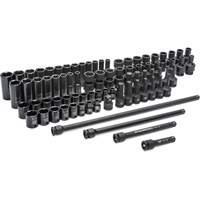 Jeu de douilles maîtresses SAE/m&eacute;triques &agrave; 6 pans, 80 Mcx, Chocs, Prise de 3/8", Profond Dufferin Supply