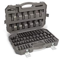 Jeu de douilles maîtresses SAE/m&eacute;triques &agrave; 6 pans, 80 Mcx, Chocs, Prise de 3/8", Profond Dufferin Supply