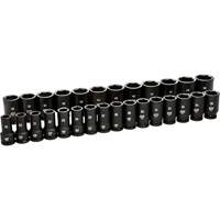 Jeu de douilles m&eacute;triques &agrave; 6 pans, 28 Mcx, Chocs, Prise de 3/4", Profond Dufferin Supply