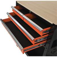 Utility Cart, 4 Drawers, Black/Orange Dufferin Supply