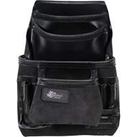 Phantom Collection Heavy-Duty Nail & Tool Bag, Leather, 10 Pockets, Black Dufferin Supply