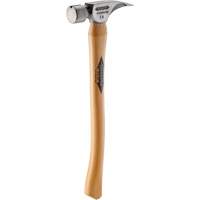 Titanium Smooth Face Hammer with Curved Hickory Handle, 14 oz., Wood Handle, 18" L Dufferin Supply