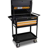 Chariot utilitaire, 2 tiroirs, 32-1/2" la x 42" h, Noir/Orange Dufferin Supply