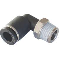 MAXFIT Push-to-Connect to Male NPT Elbow Adapter, 3/8" x 1/2" Dia., PBT Polymer Dufferin Supply