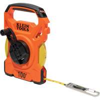 Open Reel Tape Measure with Single Hook & Carabiner, 1/2" x 100', 1/10" Graduations Dufferin Supply