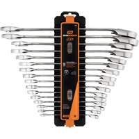 90-Tooth 12-Point Reversible Wrench Set, Ratcheting Box, 16 Pieces, Metric Dufferin Supply
