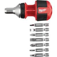 Tournevis compact &agrave; cliquet 8-en-1 &agrave; embouts multiples avec porte-embout de 1/4", Prise Coussin&eacute;e Dufferin Supply